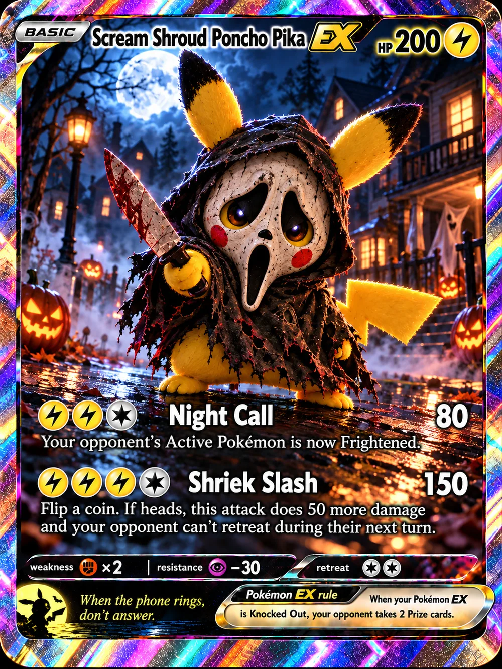 Scream Shroud Poncho Pika parody card
